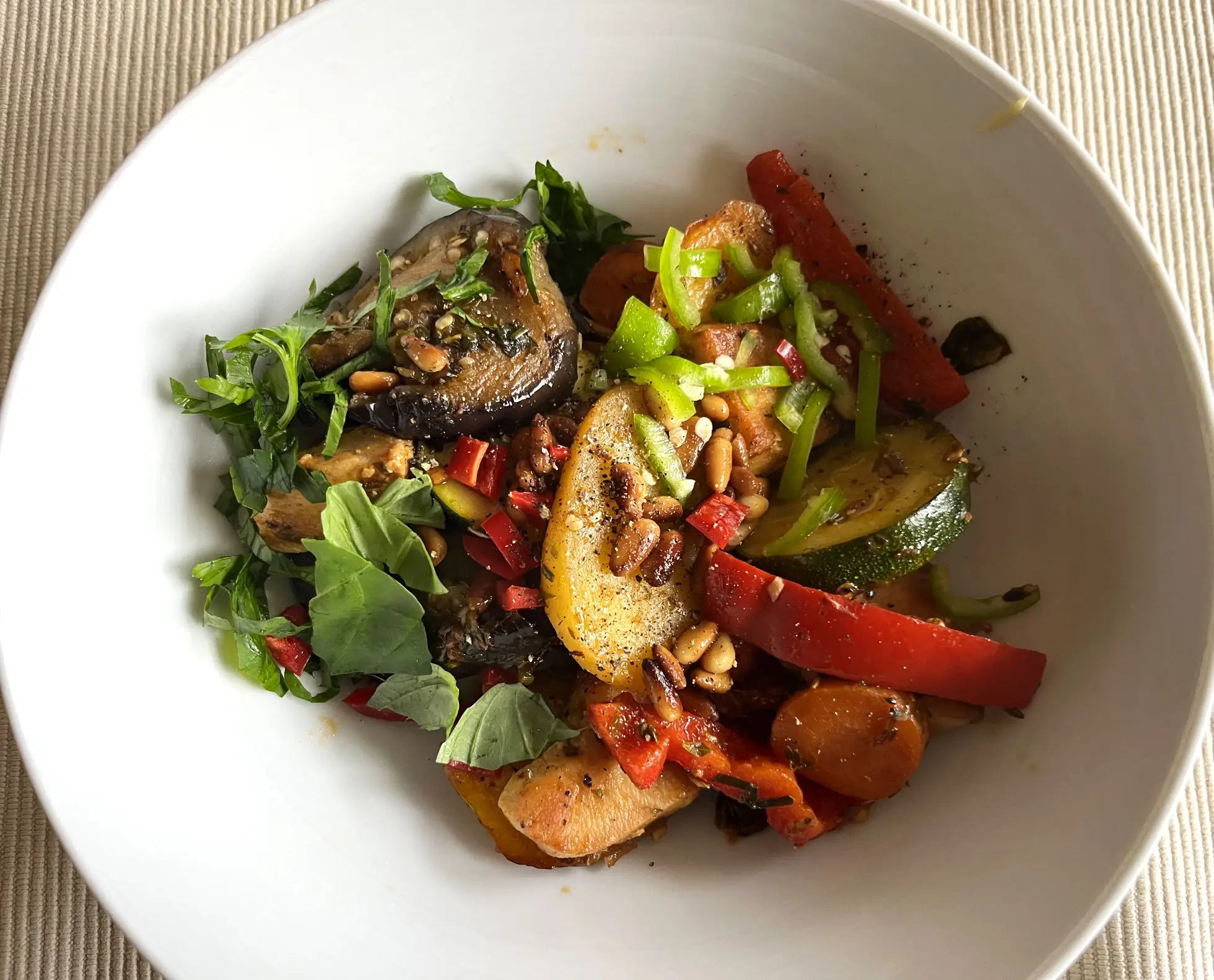 AubergineKartoffelZucchini Pfanne” style=