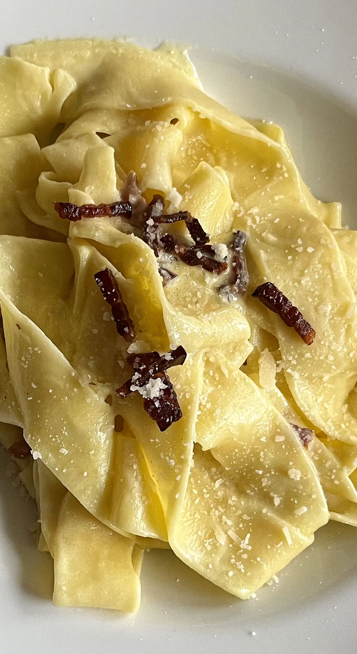 Pasta mit Safran, Parmesan und Pancetta